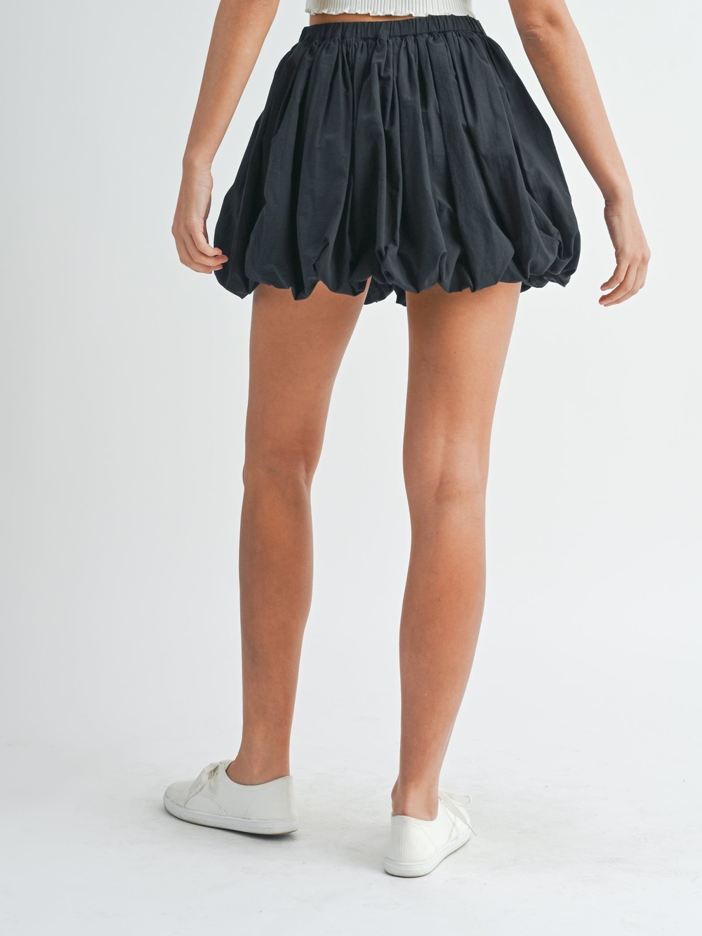 MARBLE Black Bubble Skort with Elastic Waist